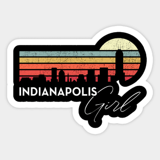 Indianapolis Girl Retro Sunset City Skyline Souvenir Sticker